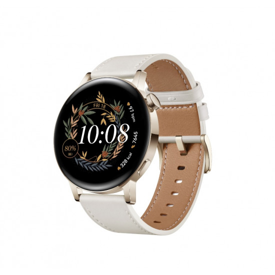 Huawei Watch GT 3 42mm Gold Lederarmband Weiss image